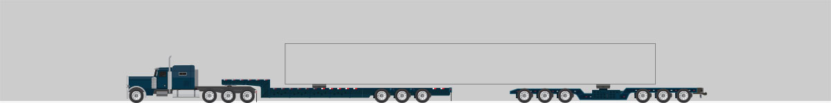 A side view drawing of a truck connected to a steerable setup.