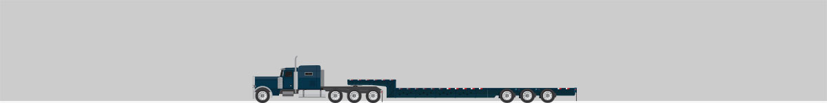 A side view drawing of a truck connected to a standard stepdeck trailer.